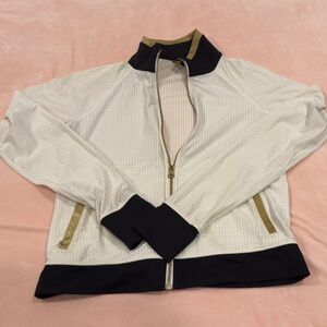Lululemon Athletica White and Black with gold Jacket size 6 sweaty or not